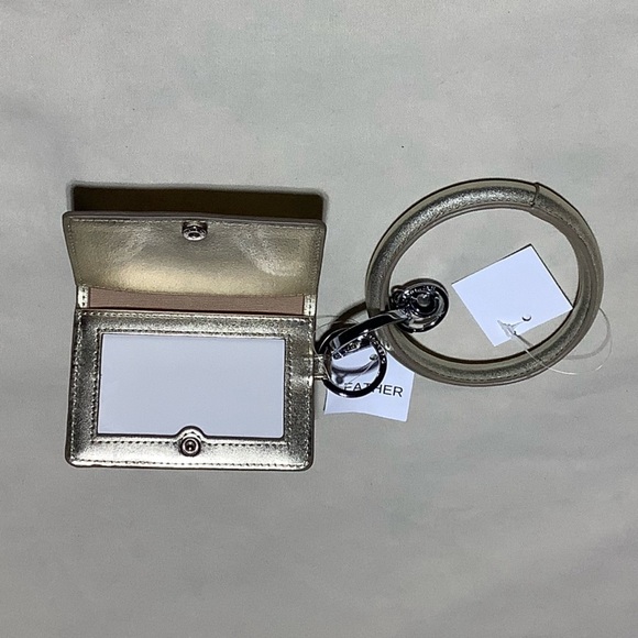NWT Set Gold Leather Oventure Big O® Key Ring & Keychain Wallet/ID Holder - Picture 3 of 7